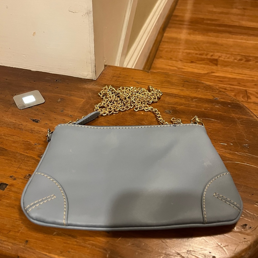 Franklin Covey blue change purse with gold chain strap, New - Picture 2 of 9